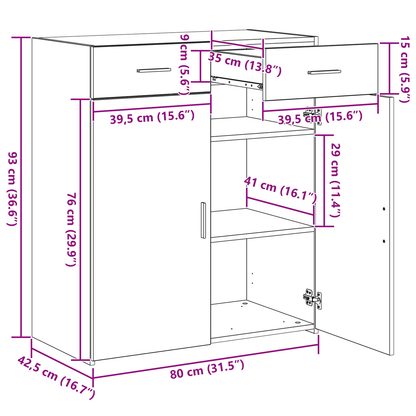 Storage Cabinet Old Wood 80 x 42.5 x 93 cm
