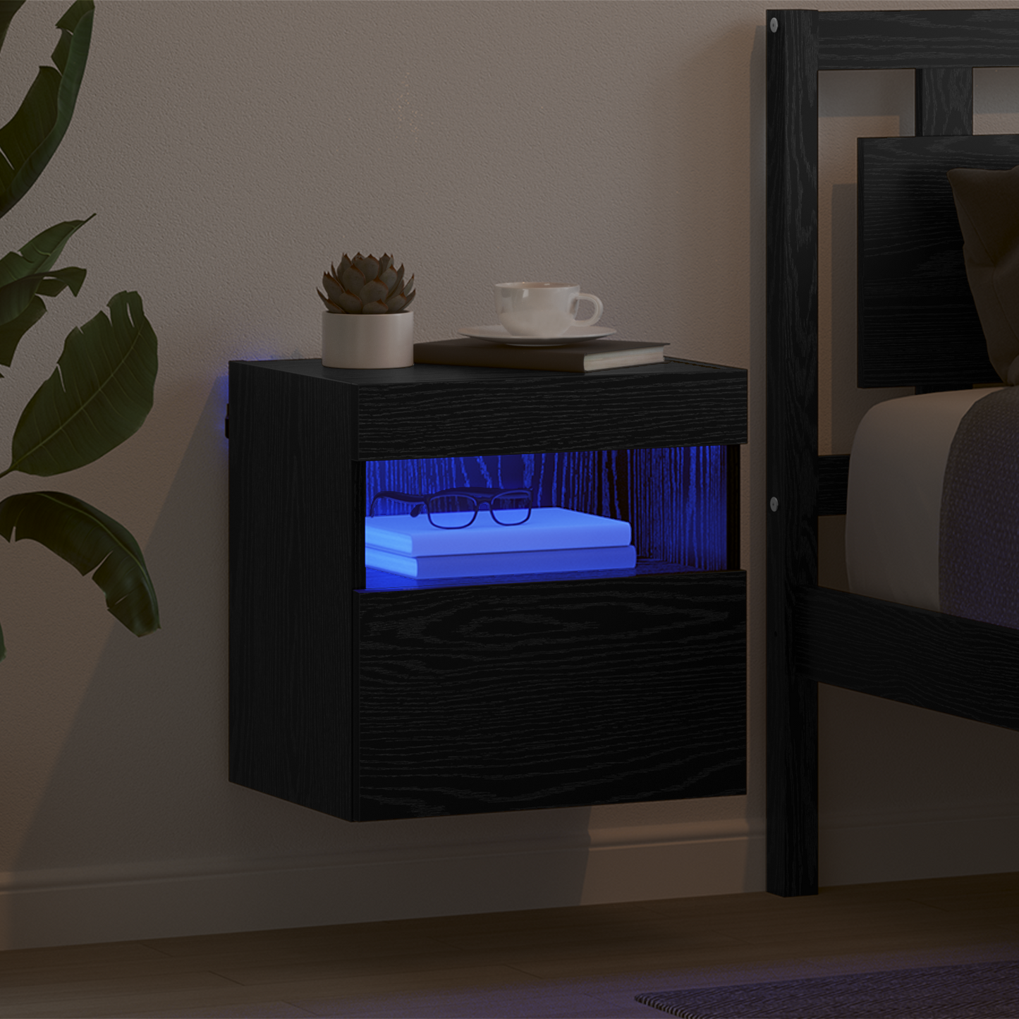 TV Wall Cabinet Black Oak 40 x 30 x 40 cm Engineered Wood