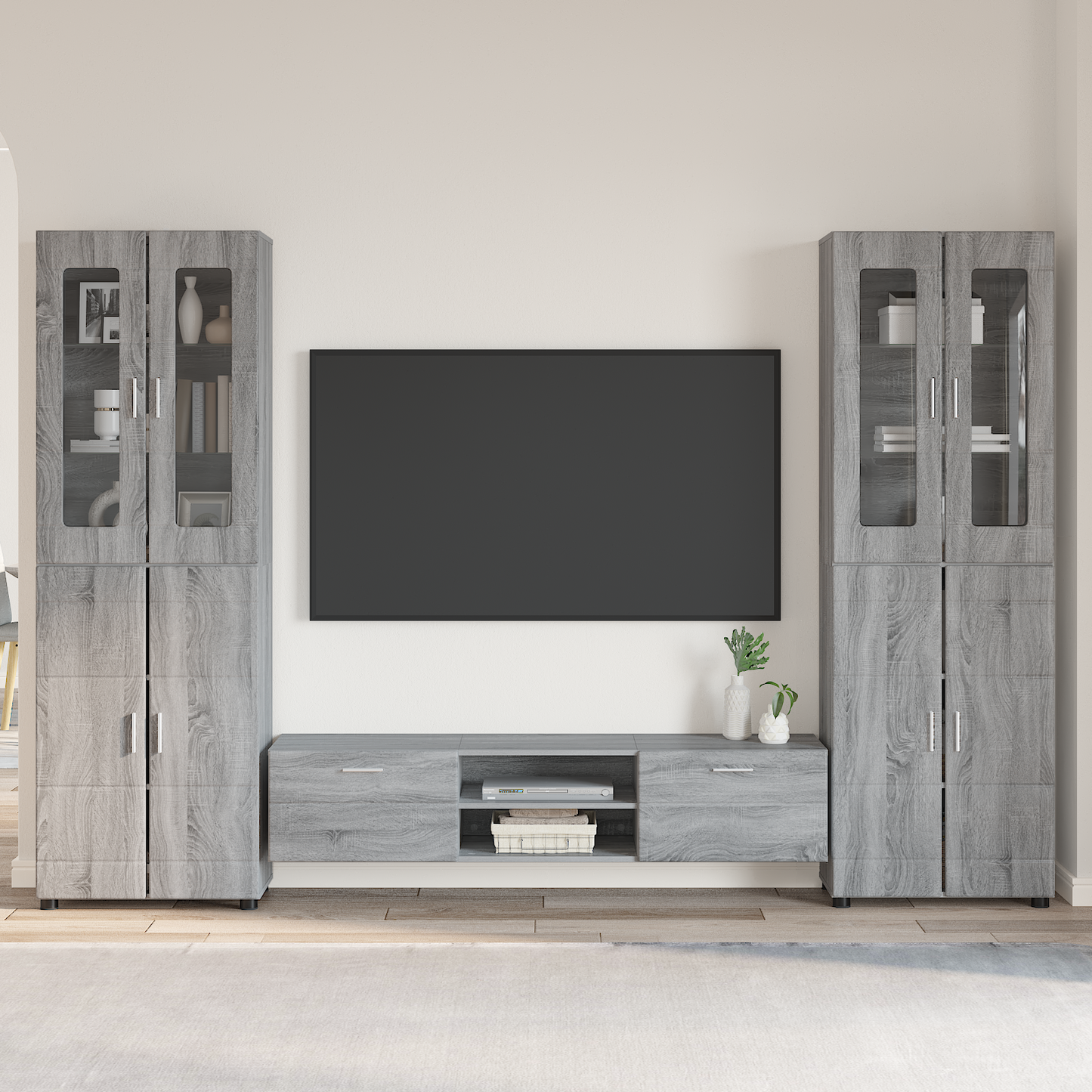 TV Cabinet Set FLORIN 3 pcs Grey Sonoma Engineered Wood