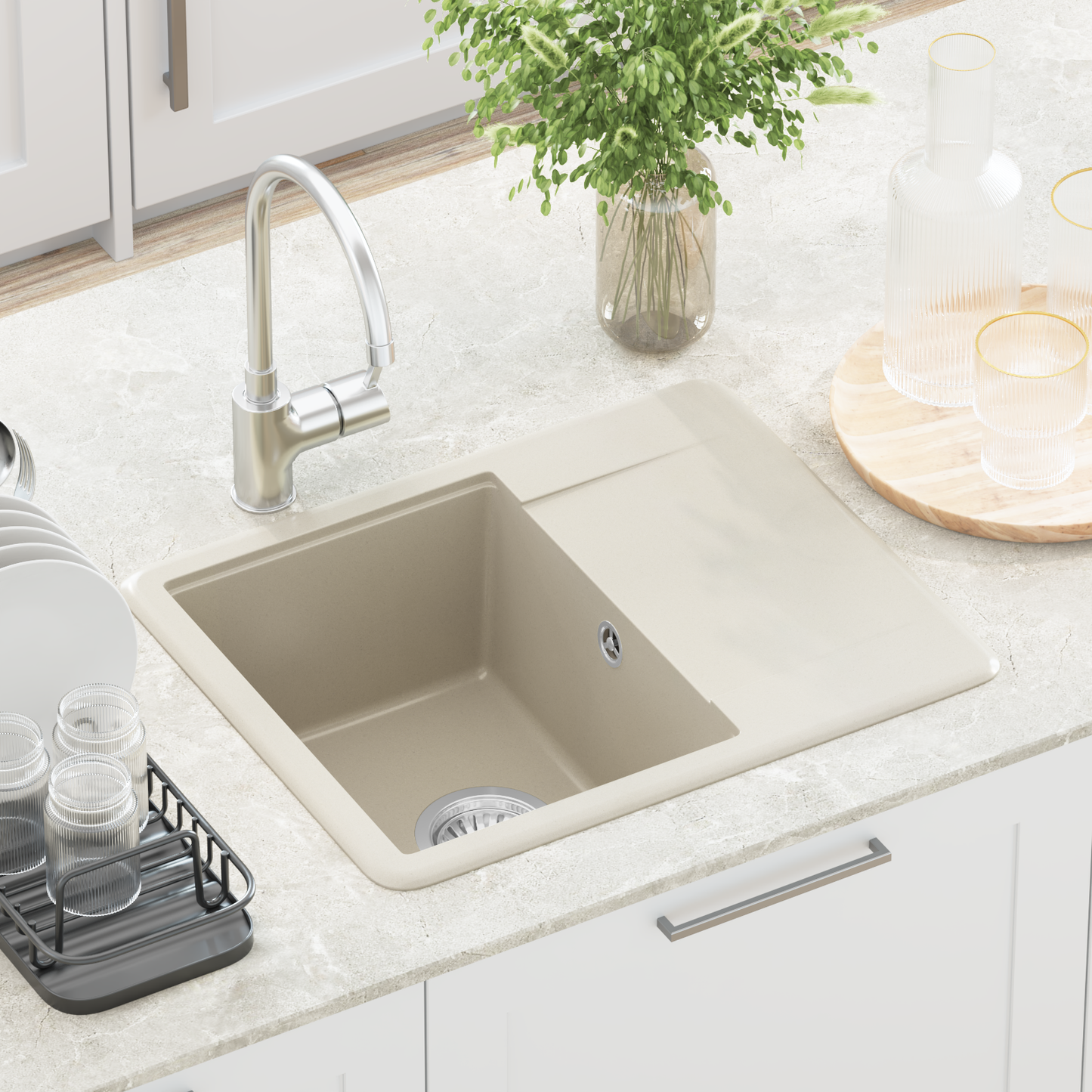 Sink Beige 560 x 460 mm 80% Quartz and 20% Resin