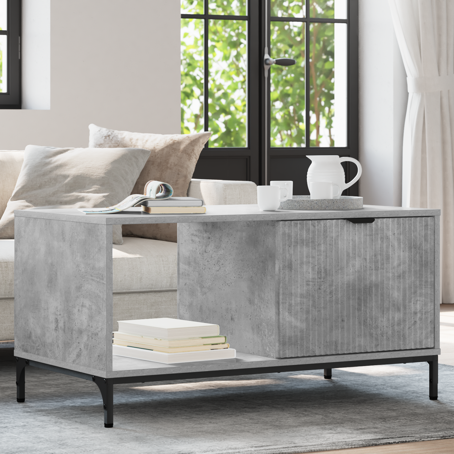 Coffee Table Concrete Grey 90 x 49 x 46 cm Engineered Wood