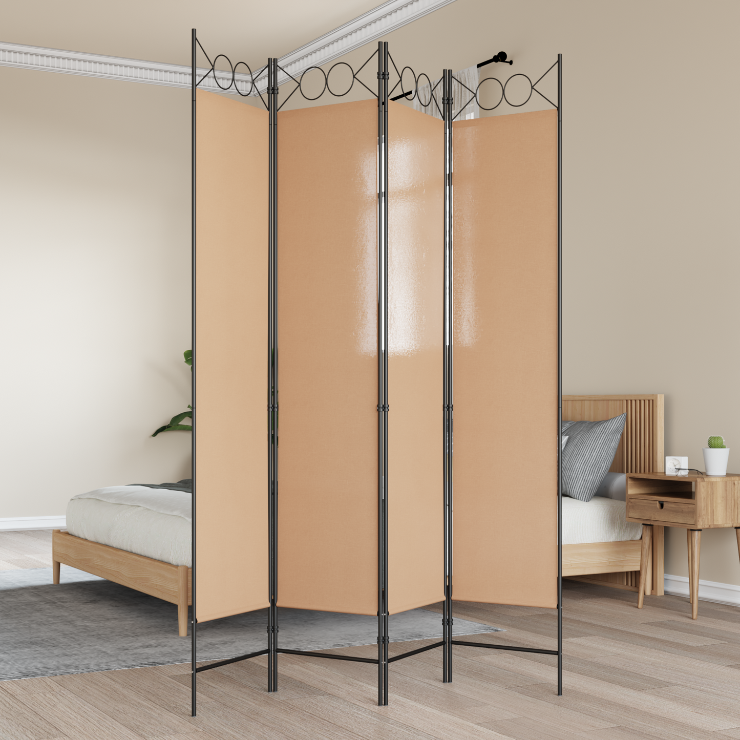 Room Divider Beige 160 x 200 cm Fabric