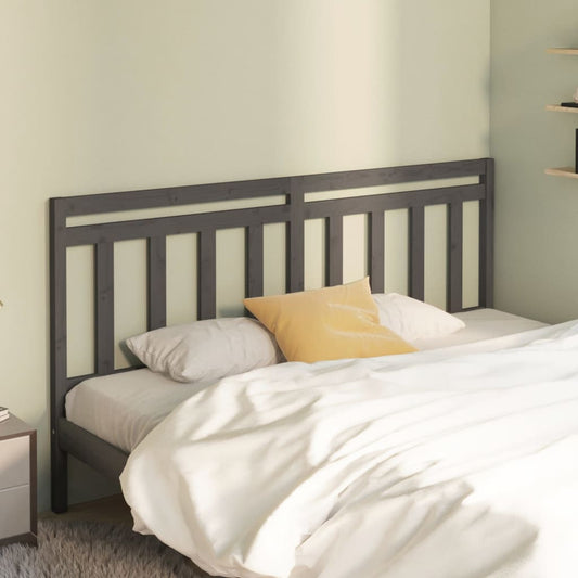 814111 vidaXL Bed Headboard Grey 186x4x100 cm Solid Wood Pine