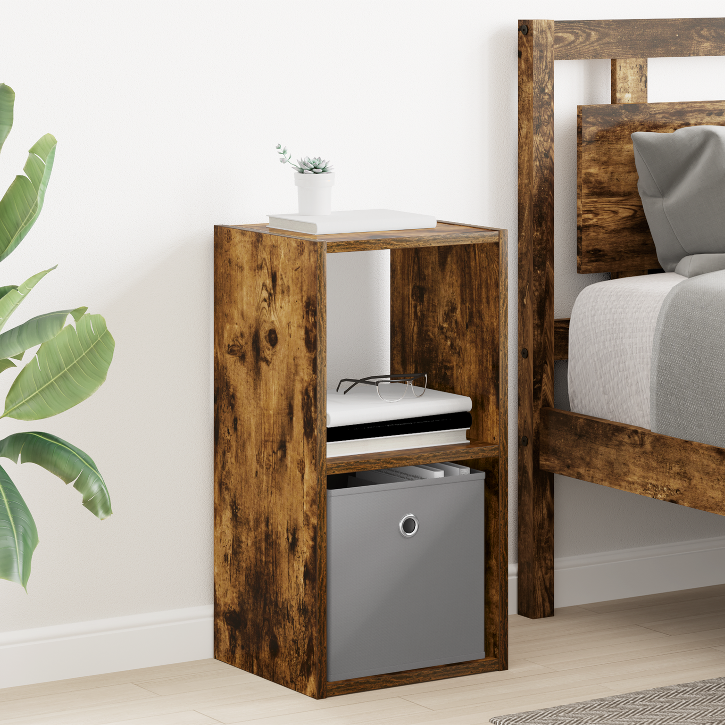 Bedside Table Smoked Oak 30.5 x 27 x 59.5 cm Engineered Wood