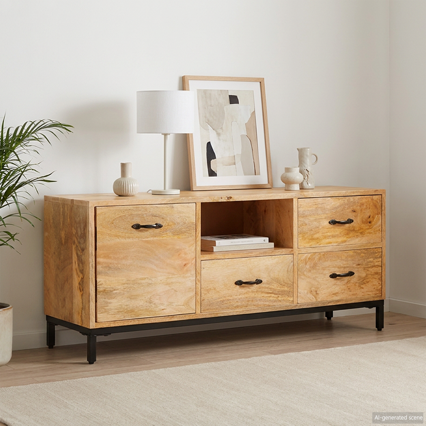 TV Stands with Drawer Brown 110 x 30 x46 cm Solid Mango Wood