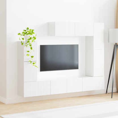 TV Cabinet Set 5 pcs High Gloss White Engineered Wood
