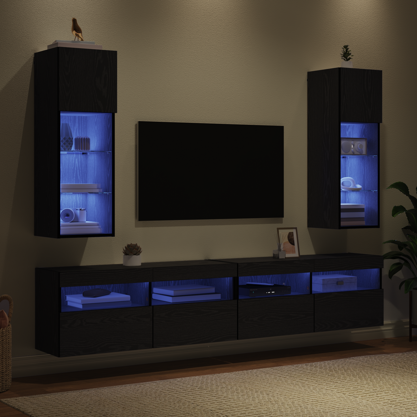 Wall-mounted TV Cabinets 2 pcs Black Oak 30.5 x 30 x 90 cm