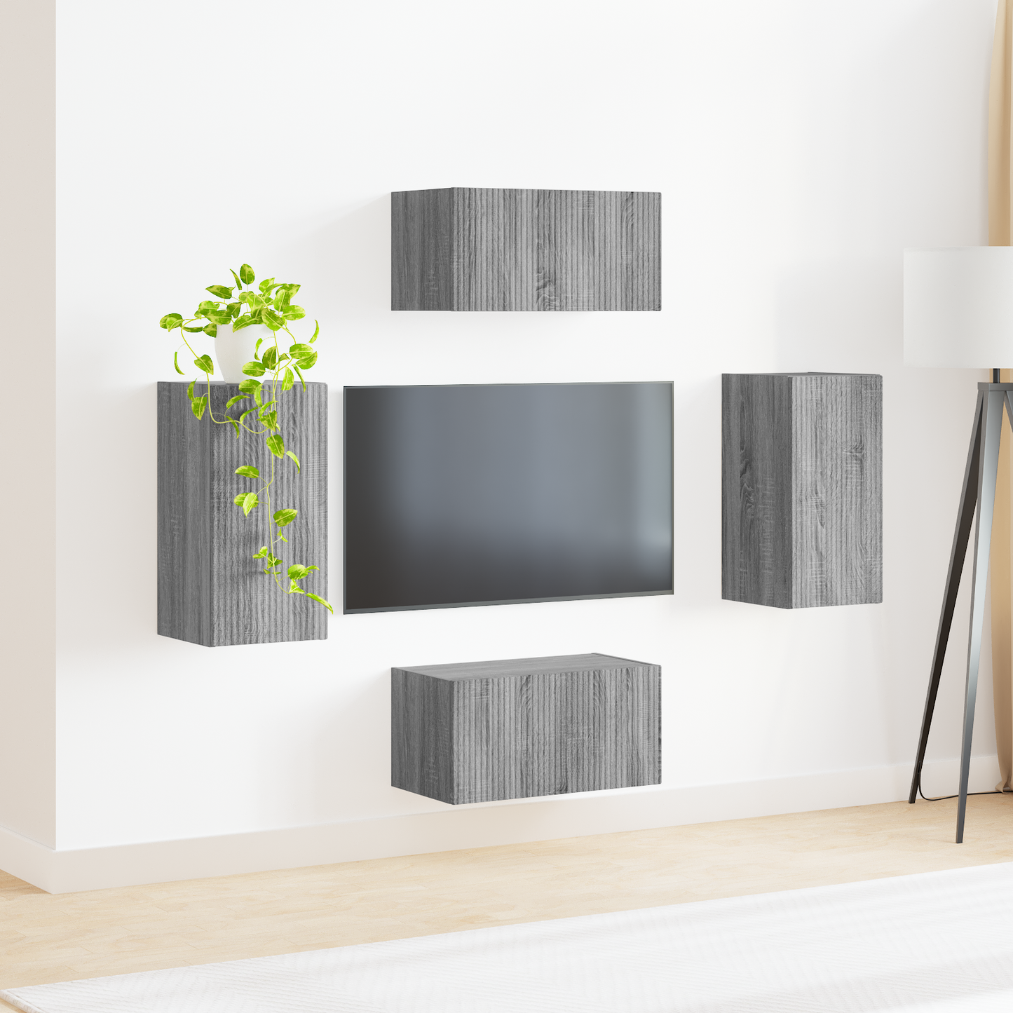 TV Cabinet Set 4 pcs Grey Sonoma Engineered Wood