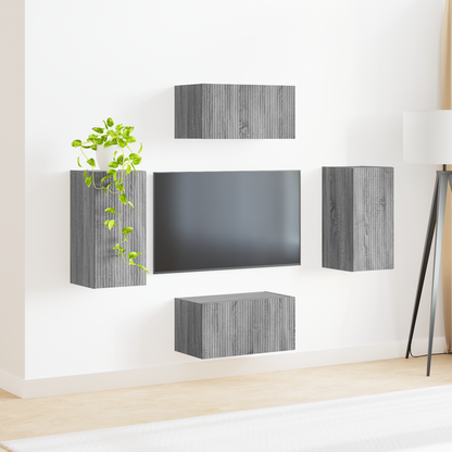 TV Cabinet Set 4 pcs Grey Sonoma Engineered Wood