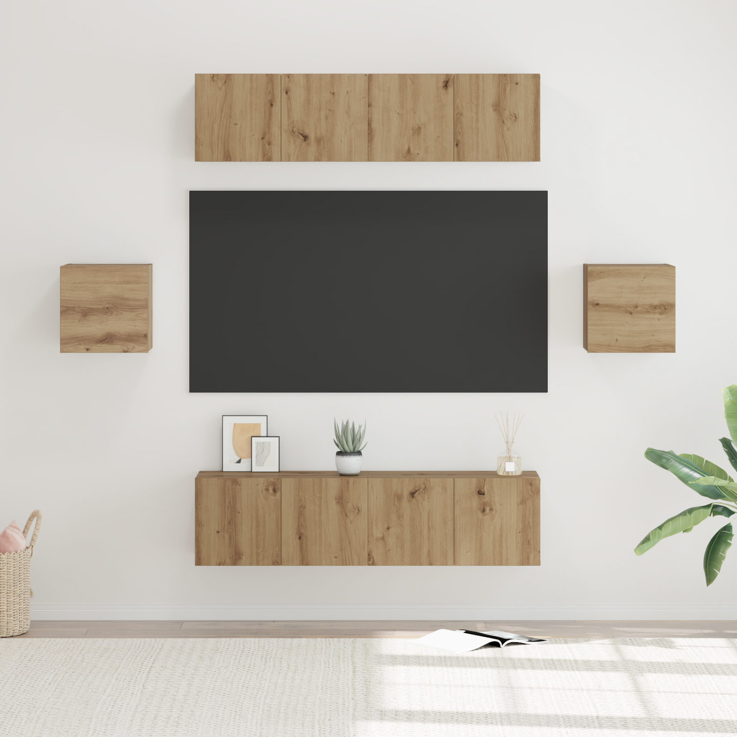TV Cabinet Set Wall-mounted 6 pcs Artisan Oak Engineered Wood