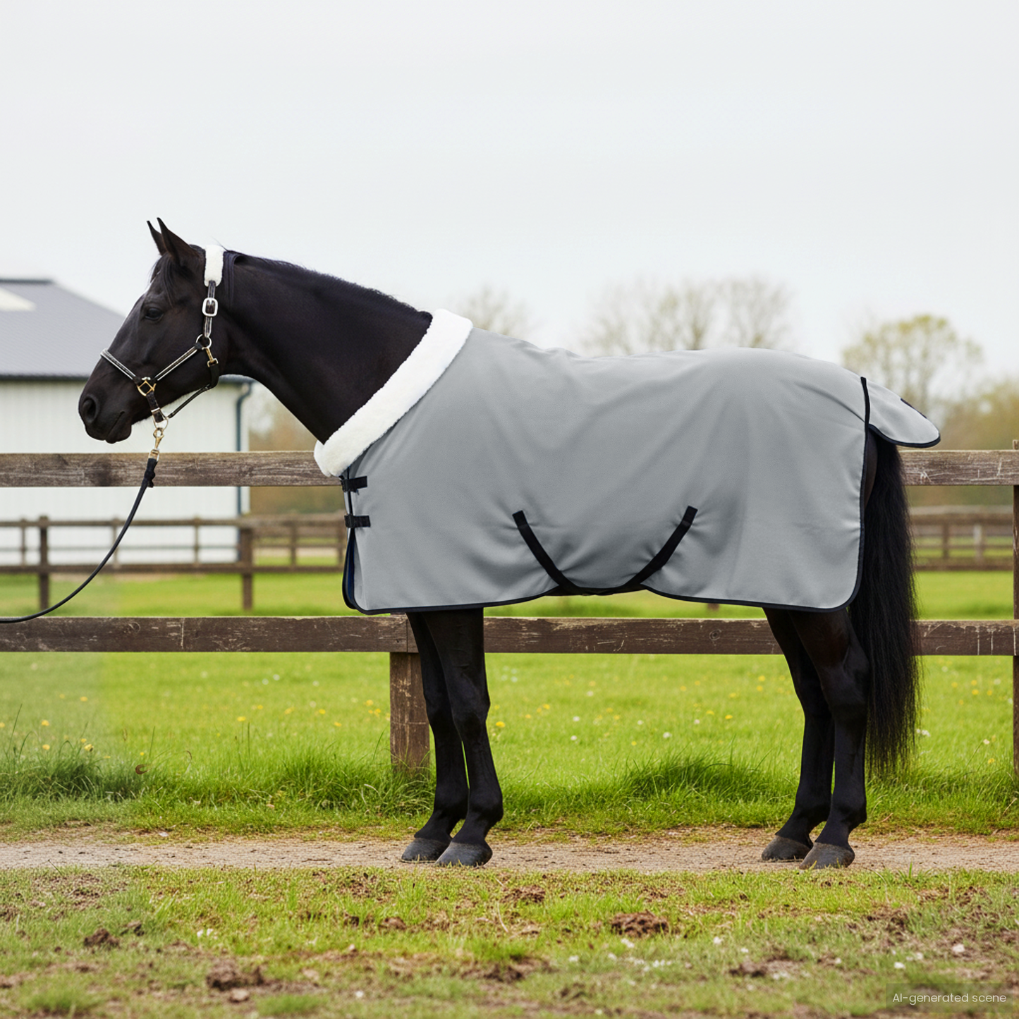 Horse Blanket Full Light Grey and Pink 115 cm Polar fleece
