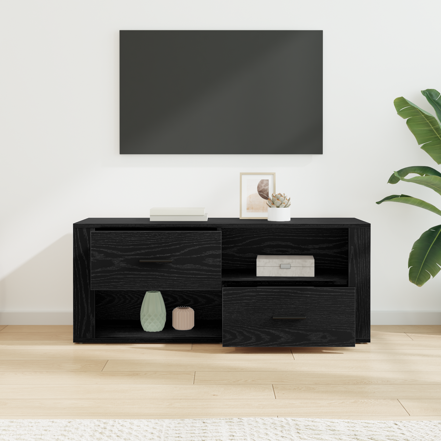 TV Cabinet Black Oak 100 x 35 x 40 cm Engineered Wood
