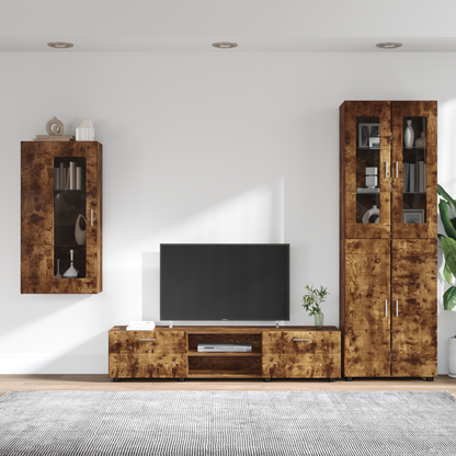 TV Cabinet Set FLORIN 3 pcs Smoked Oak Engineered Wood