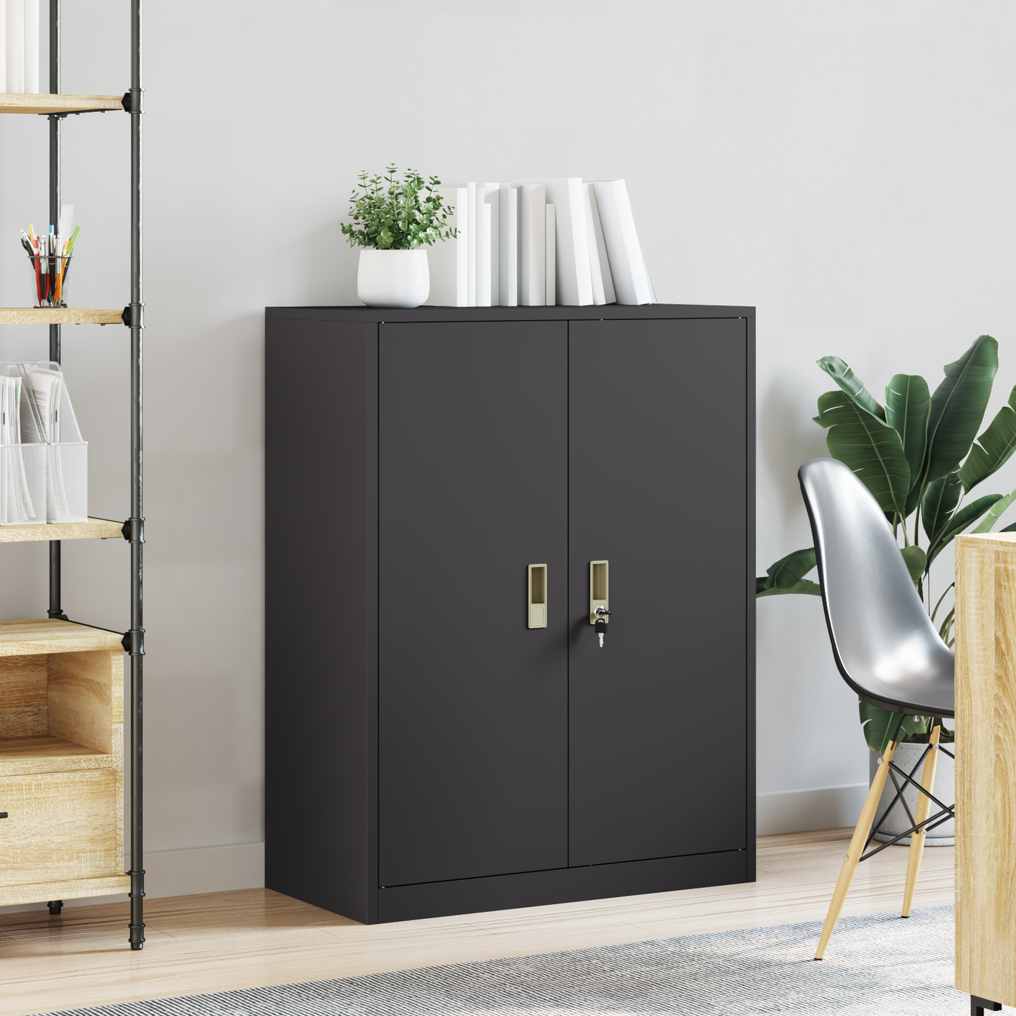 Storage Cabinet Black 80 x 40 x 105 cm Steel