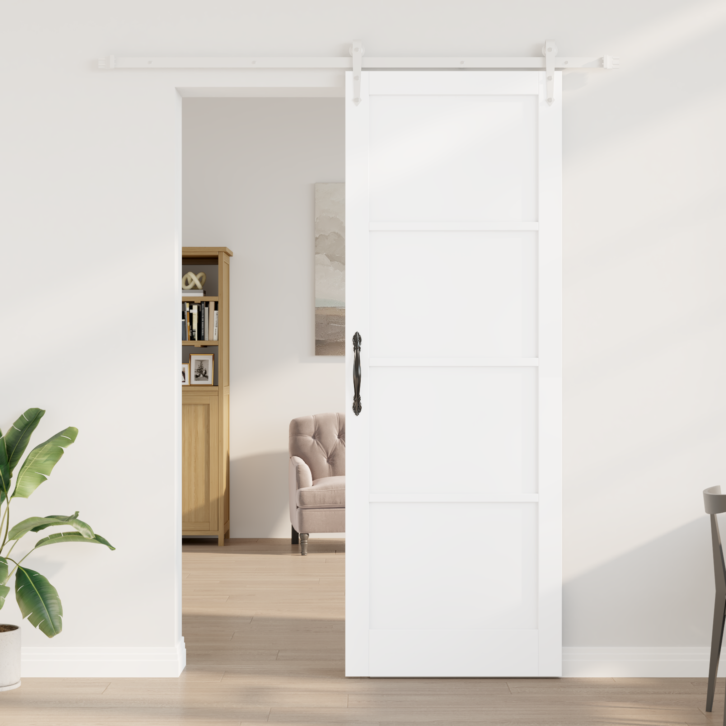 Sliding Door ORKDAL White 83 x 232 cm Solid Pine Wood