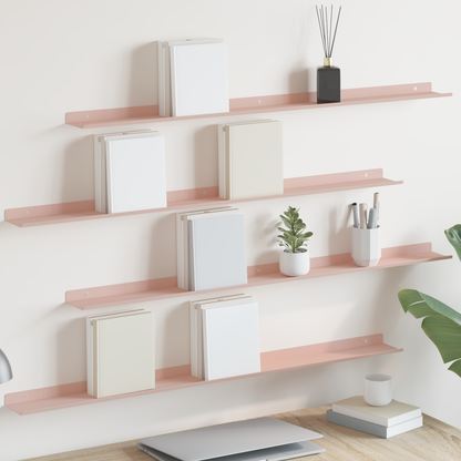 Floating Shelf Wall-mounted 4 pcs Pink 100 x 9 x 2.5 cm Steel
