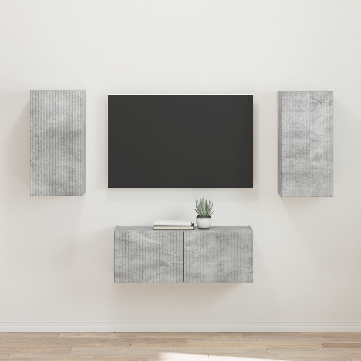 TV Cabinet Set Wall-mounted 2 pcs Concrete Grey Engineered Wood
