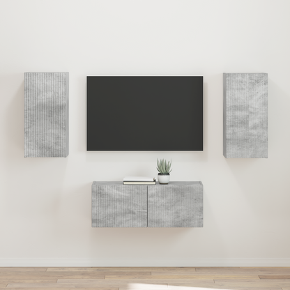 TV Cabinet Set Wall-mounted 2 pcs Concrete Grey Engineered Wood