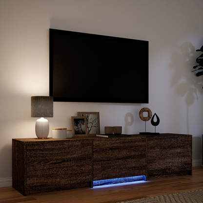 TV Cabinet with LED Brown Oak 165 x 34 x 40 cm Engineered Wood