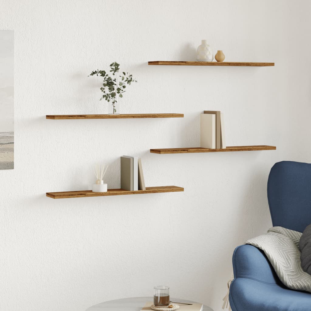 Bookshelf Boards 4 pcs Old Wood 60x10x1.5 cm Engineered Wood