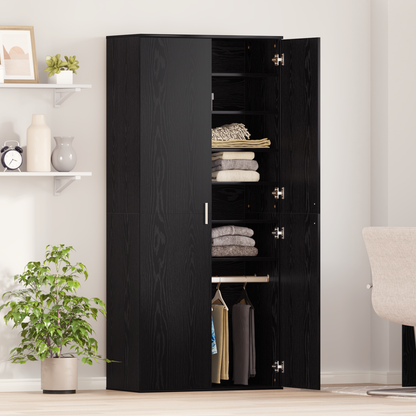 Highboard with Shelf Black oak 80 x 39 x 178 cm Engineered wood
