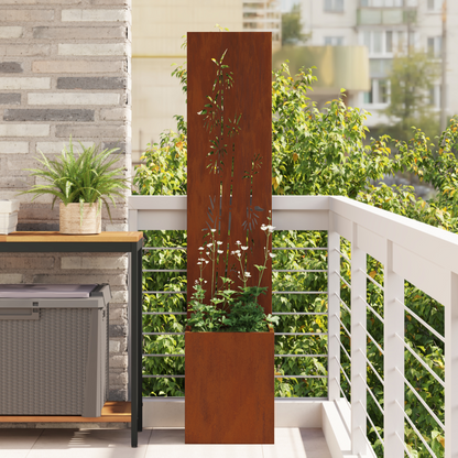 Garden Privacy Screen Rusty 32 x 32 x 150 cm Weathering steel