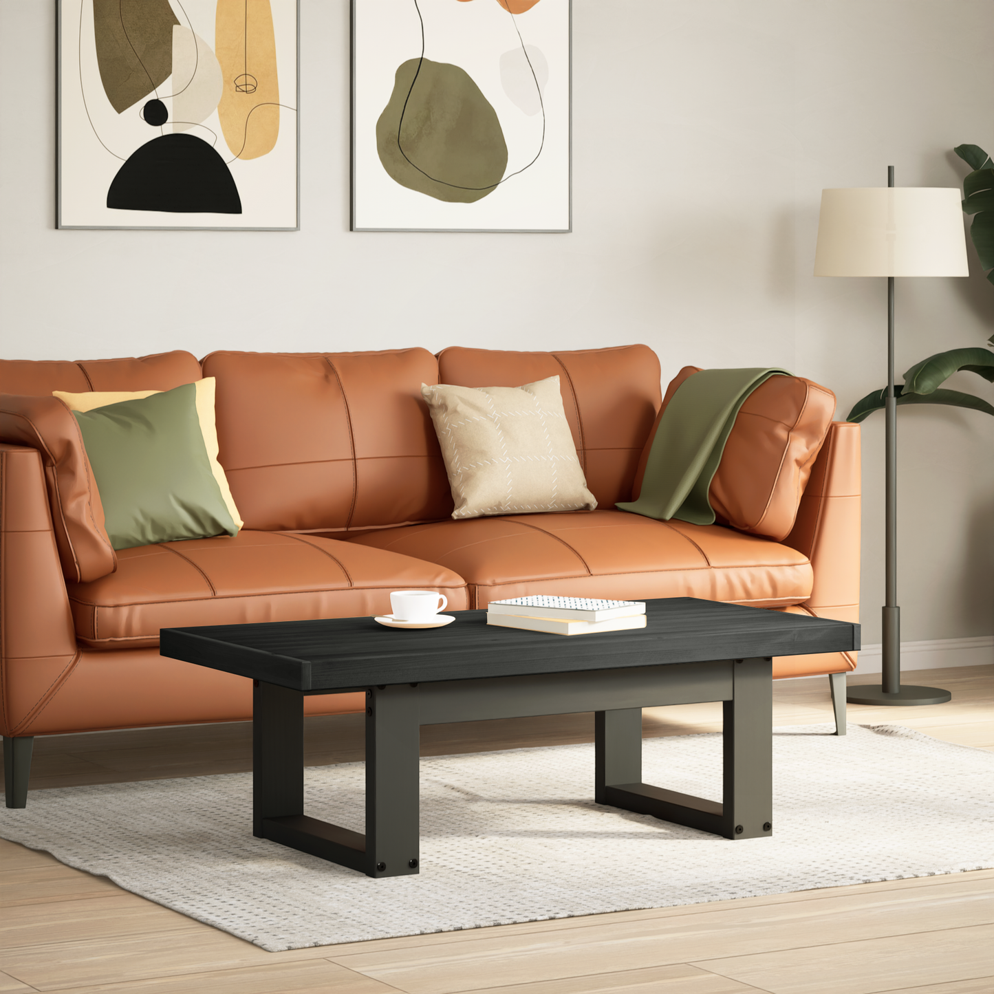 Coffee Table NOAIN Black 119 x 60 x 40 cm Solid Pine Wood