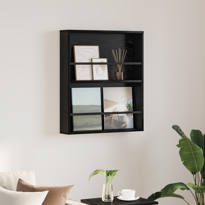 Magazine Rack Black Oak 60 x 12 x 70 cm Engineered Wood