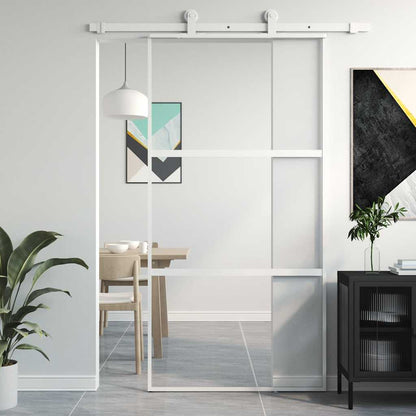 Sliding Door White 102,5x205 cm Tempered Glass and Aluminium