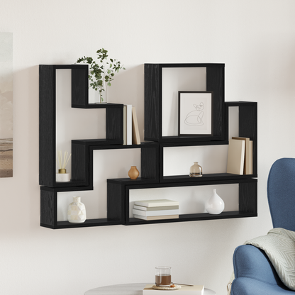 Wall Shelf Wall-Mounted Black Oak 96 x 12 x 64 cm