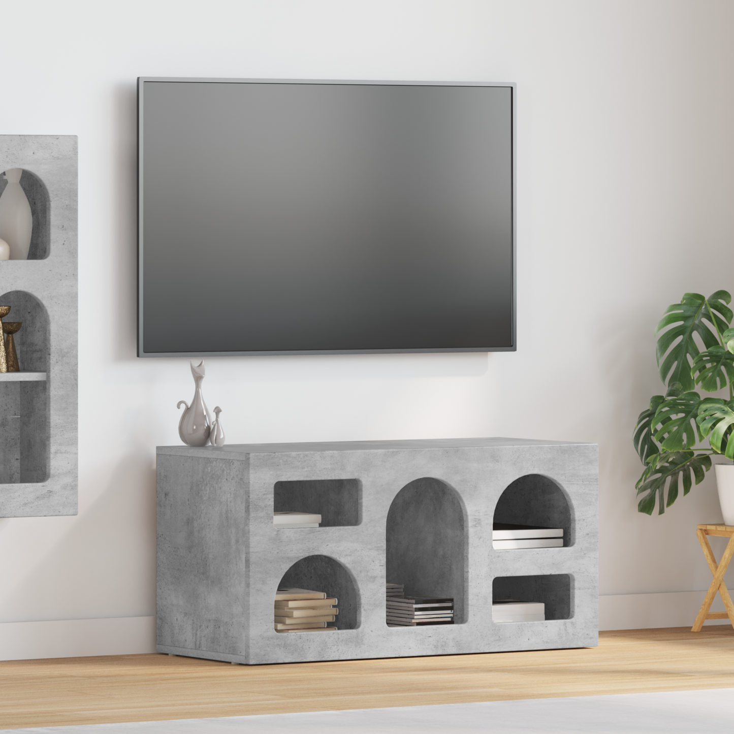 TV Cabinet ELST 80 x 35 x 40 cm Concrete Grey Engineered Wood