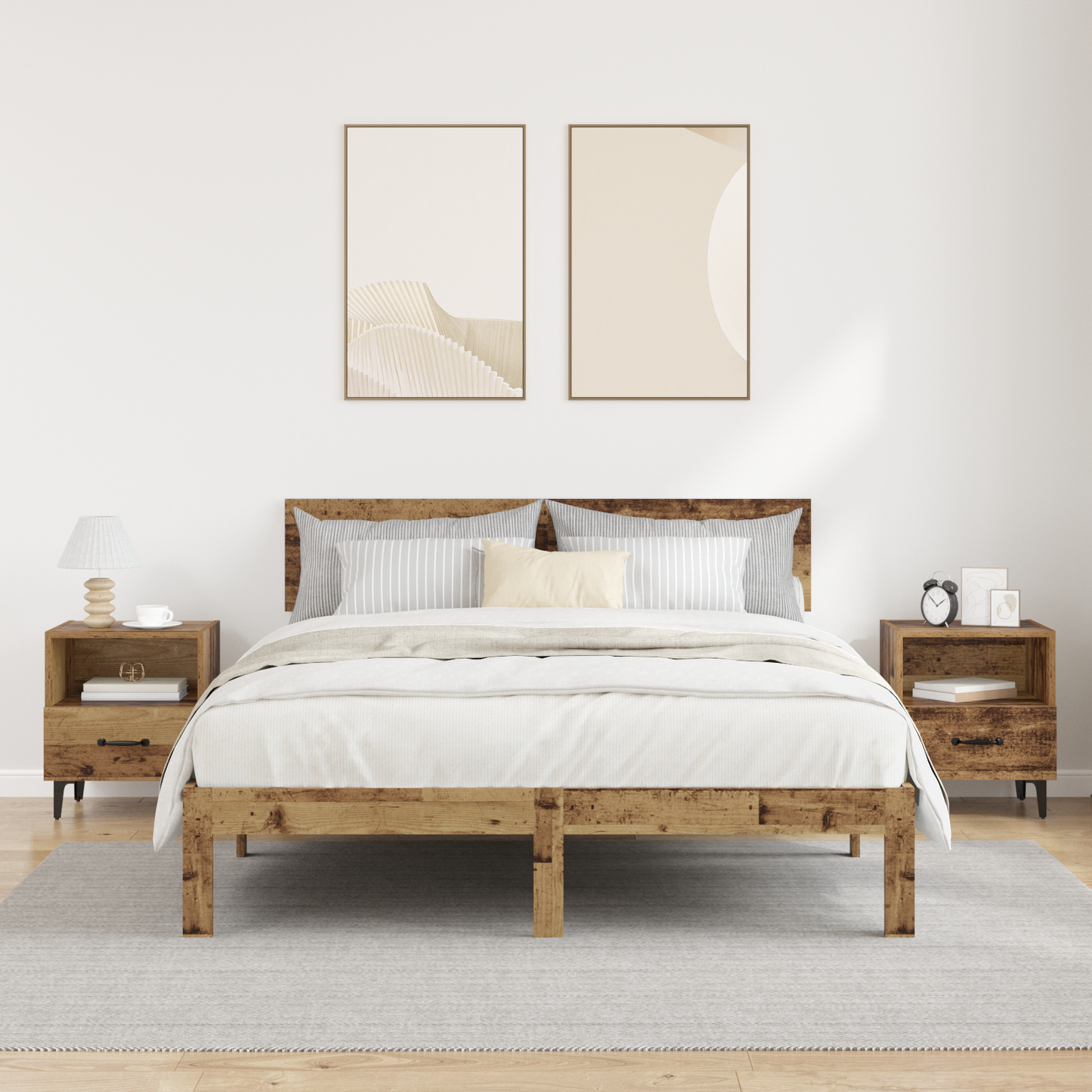Bedside Cabinet with Drawer 2 pcs Old wood 40 x 35 x 47.5 cm