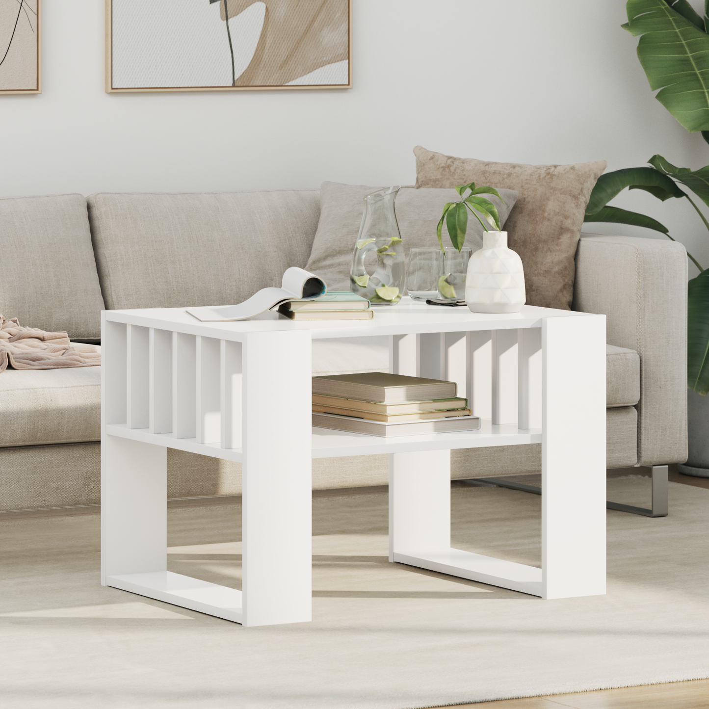 Coffee Table White 66 x 49.5 x 45 cm Engineered Wood