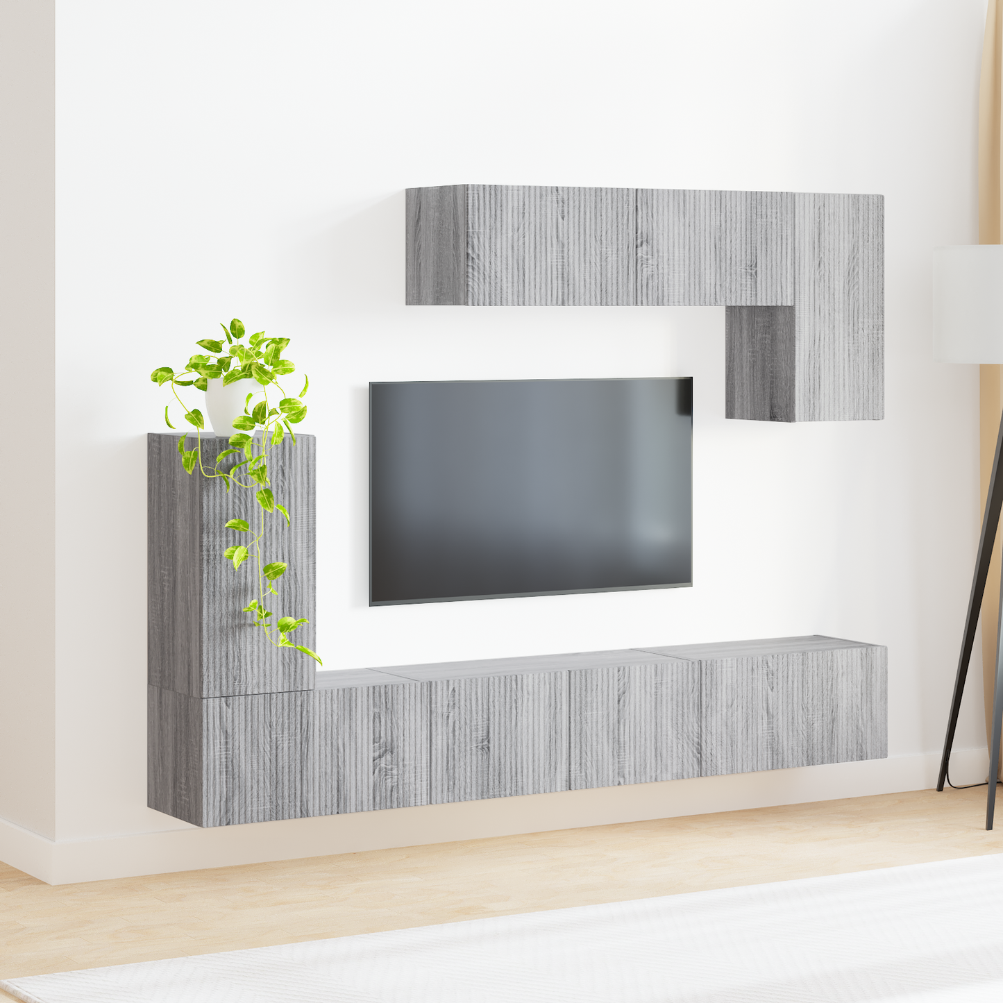 TV Cabinet Set Wall-mounted 4 pcs Grey Sonoma Engineered Wood