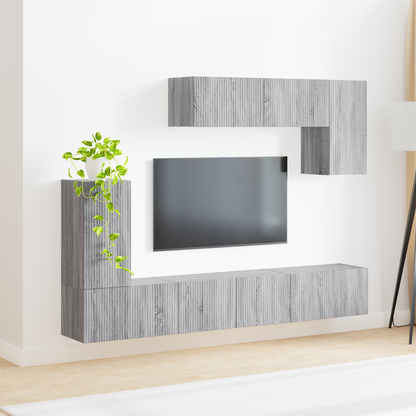 TV Cabinet Set Wall-mounted 4 pcs Grey Sonoma Engineered Wood