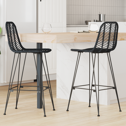 Bar Chair 2 pcs 44 x 52 x 111 cm Rattan and Iron