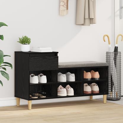 Shoe Cabinet Black Oak 102 x 36 x 60 cm Engineered Wood