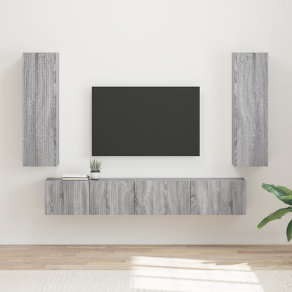 TV Cabinet Set Wall-mounted 3 pcs Grey Sonoma Engineered Wood