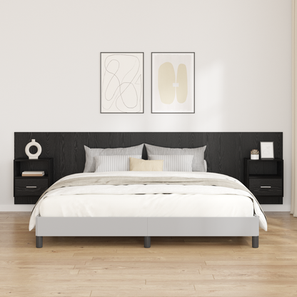 Headboard with Cabinet 3 pcs Black Oak Engineered Wood