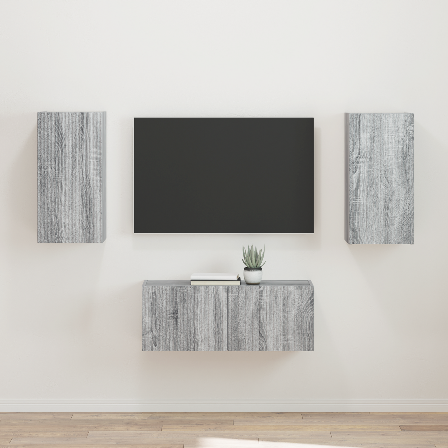 TV Cabinet Set Wall-mounted 2 pcs Grey Sonoma Engineered Wood