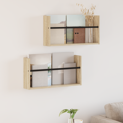 Magazine Rack 2 pcs Sonoma Oak 60 x 12 x 30 cm Engineered Wood