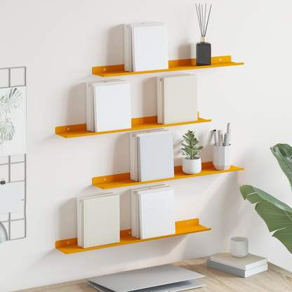 Floating Shelf 4 pcs Mustard Yellow 60 x 8.5 x 2.5 cm Steel