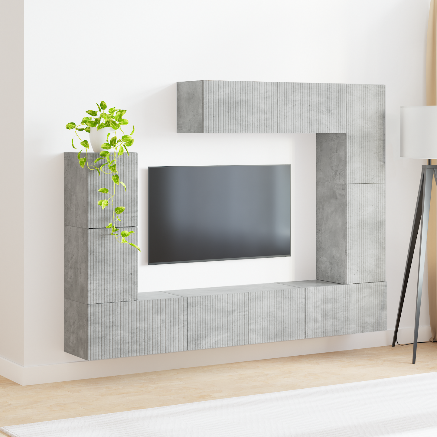 TV Cabinet Set Wall-mounted 5 pcs Concrete Grey Engineered Wood