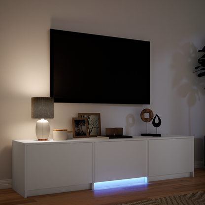 TV Cabinet with LED White 165 x 34 x 40 cm Engineered Wood