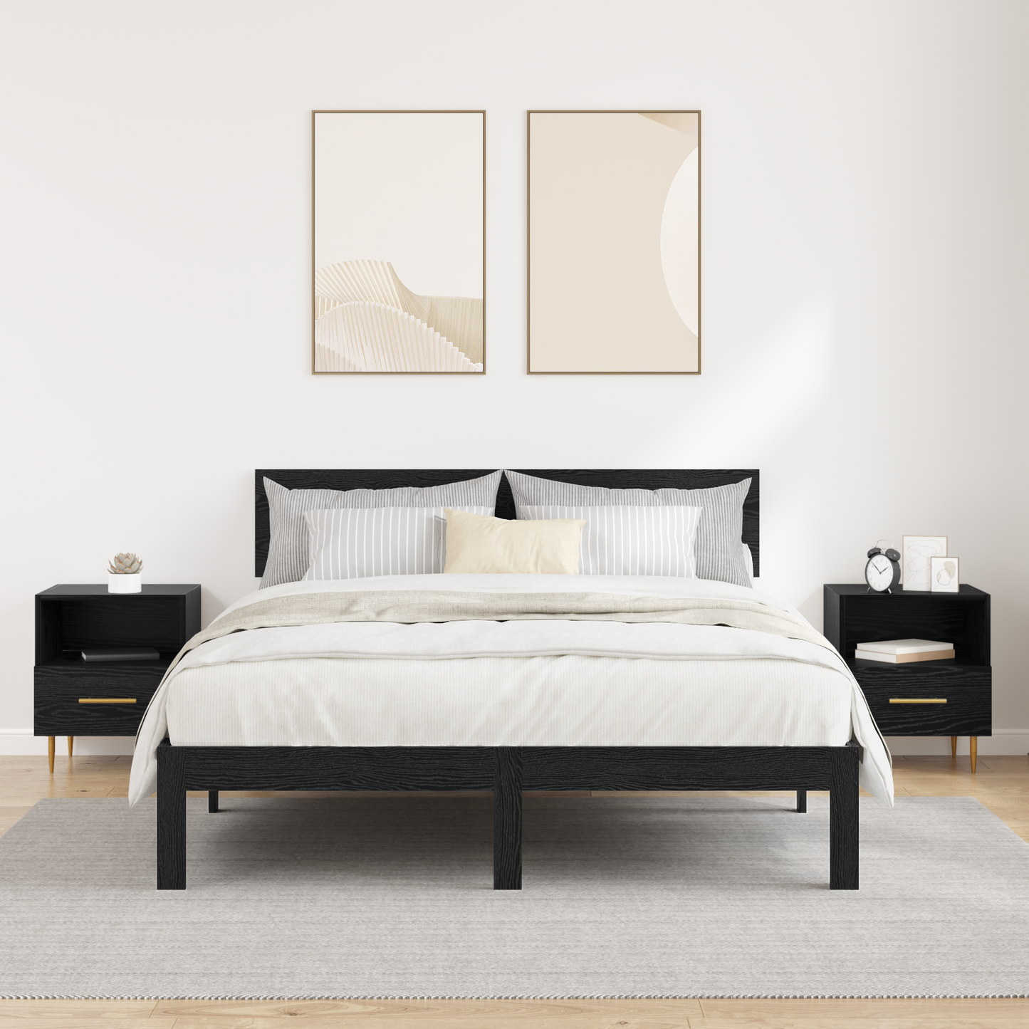 Bedside Table 2 pcs Black 40 x 35 x 47.5 cm Engineered Wood