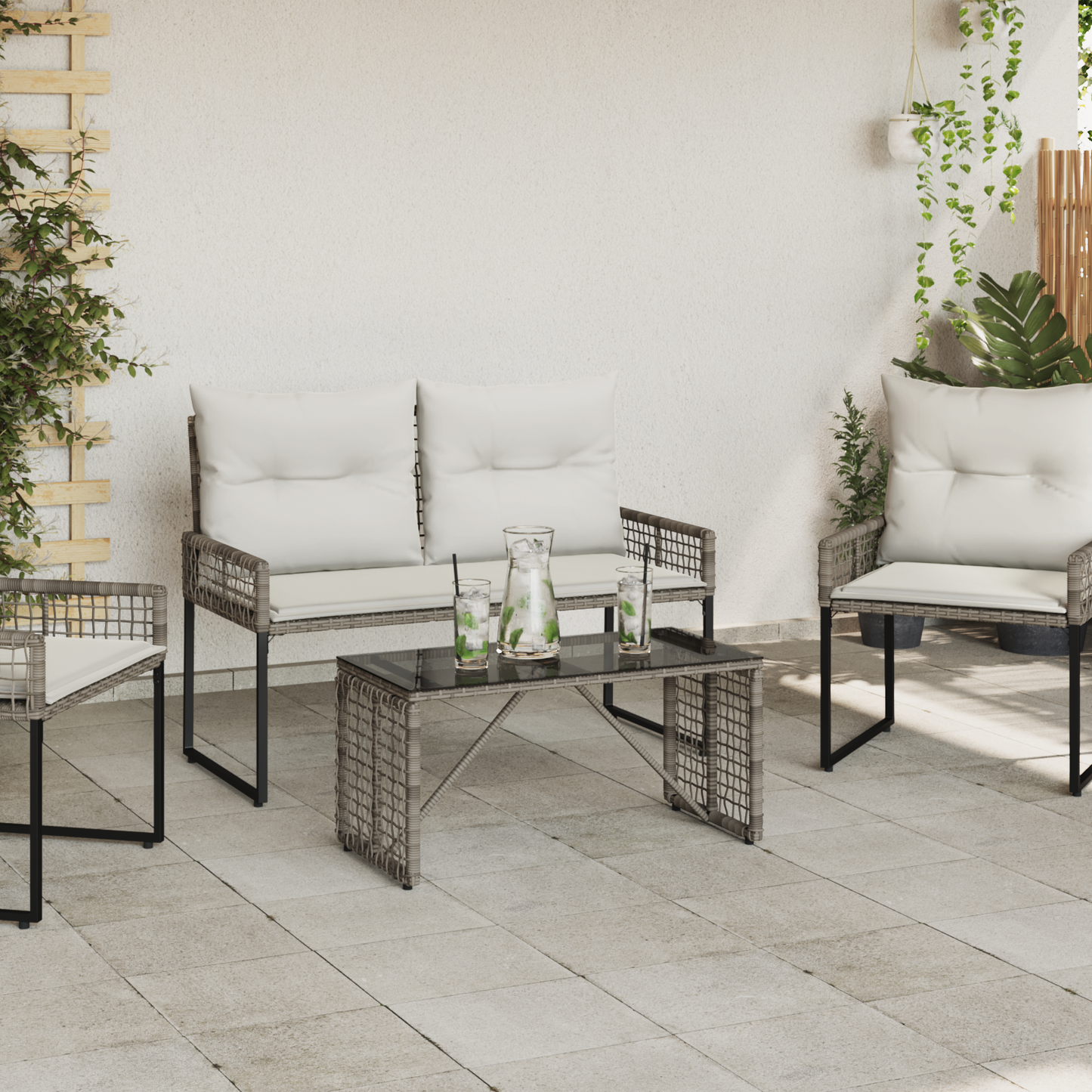 Outdoor Table Grey and Black 80 x 40 x 40 cm