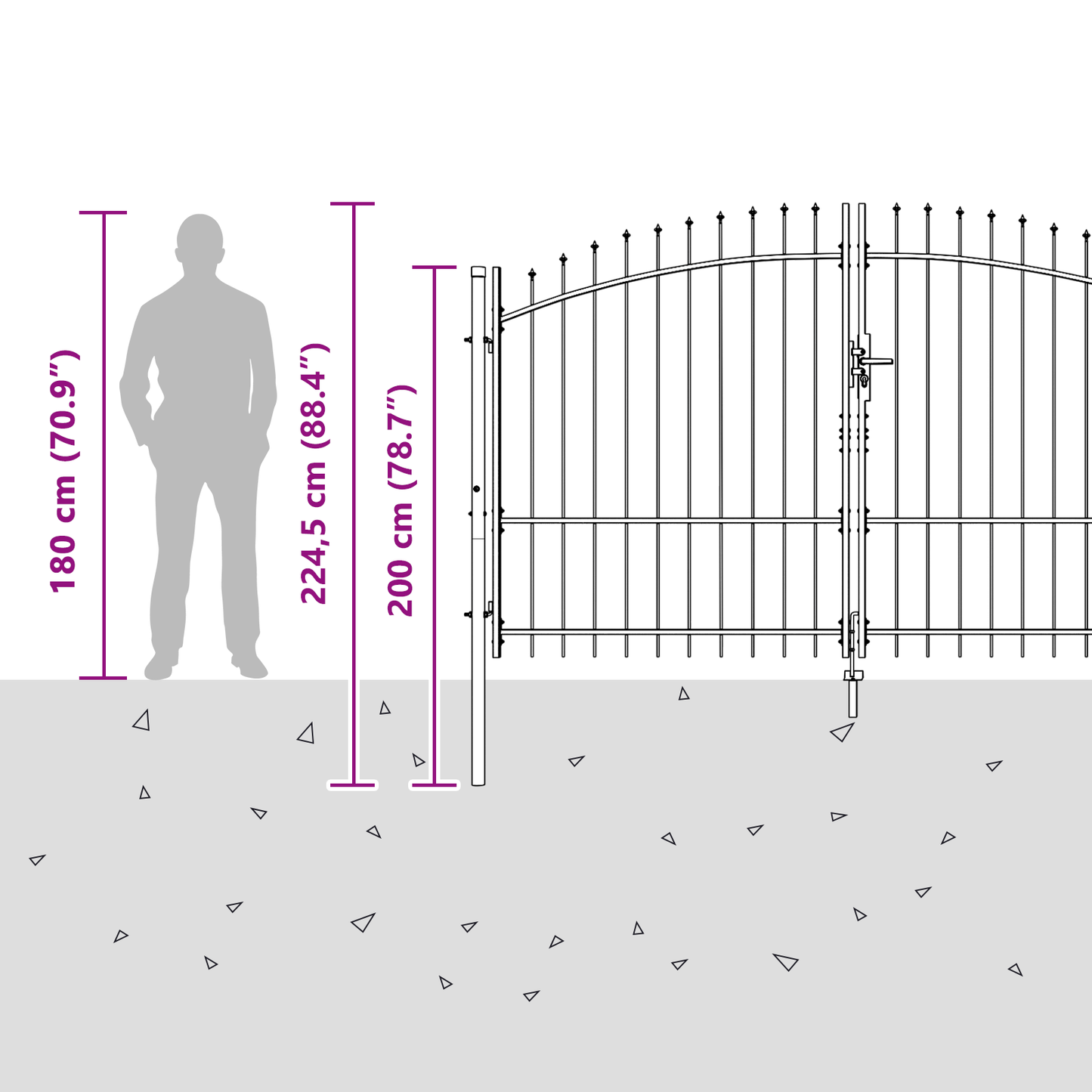 Double Gate with Lock Woerden Grey 299.5 x 224.5 cm Steel