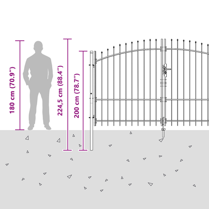 Double Gate with Lock Woerden Grey 299.5 x 224.5 cm Steel