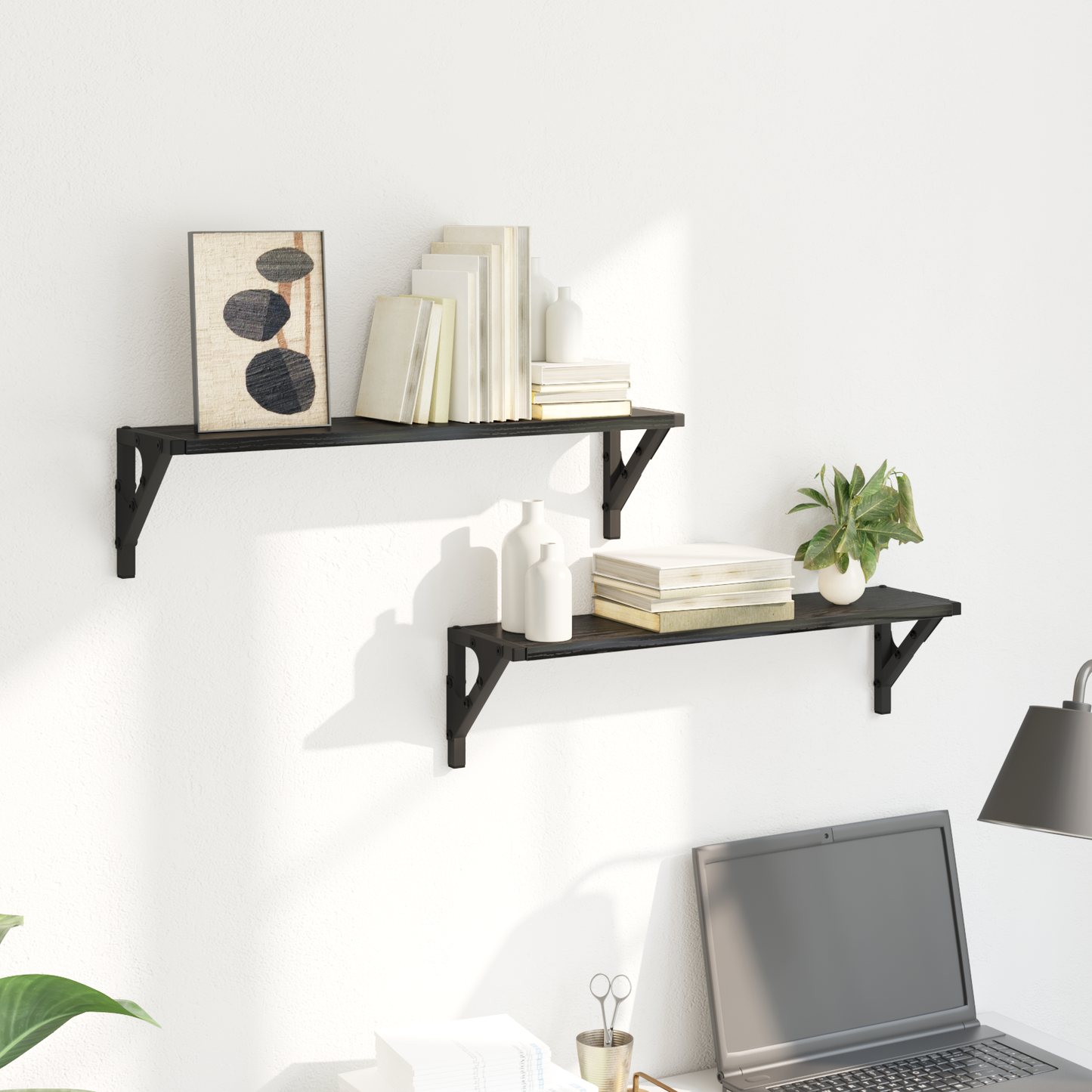 Wall Shelves 2 pcs Black Oak 60 x 15 x 15.5 cm Engineered Wood