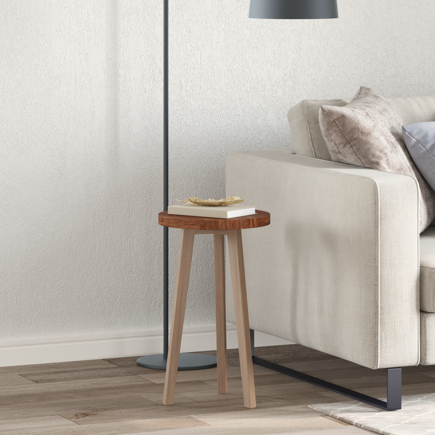 Table Top Light Brown Ø 30 x 2.5 cm Solid Oak Wood